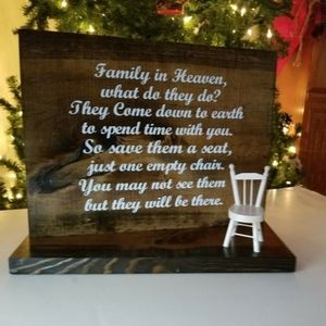 Family In Heaven Wood Plaque Memorial New!